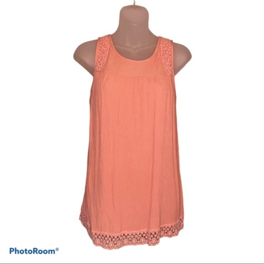 Mossimo Pink Crochet Detail Sleeveless Top Size M